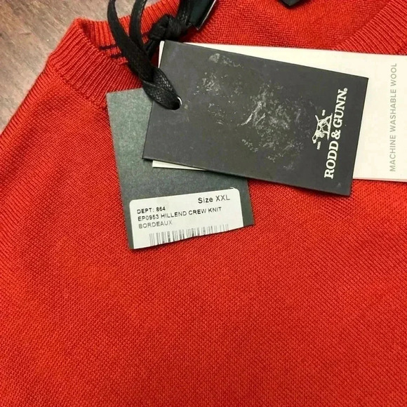 RODD & GUNN Hillend 100% Merino Wool Crew Neck Sweater color Bordeaux Rust XXL - Picture 6 of 12